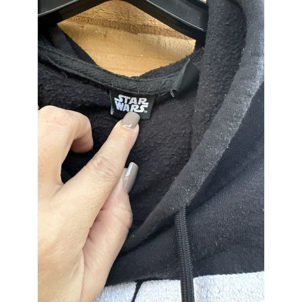 Star Wars‎ Sweater Adult Small Black White Logo Hoodie Sweatshirt Pullover Mens